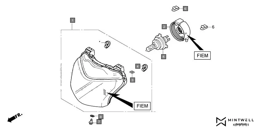 F-1-1 HEADLIGHT(SCV110-ID)(FIEM) diagram showing 33110-K0P-D01