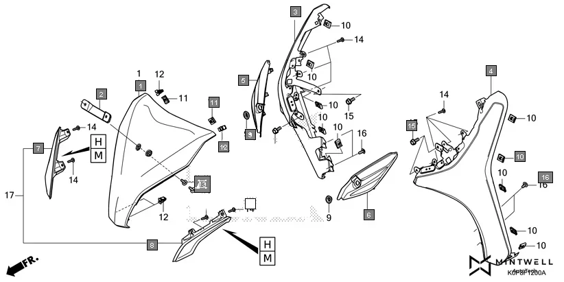 F-12 FRONT COVER assembly diagram for HONDA Activa SCV110P/SR
