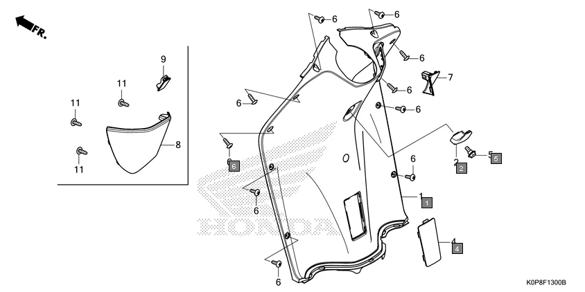 F-13 INNER COVER assembly diagram for HONDA Activa SCV110P/SR
