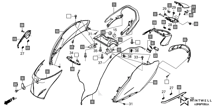 F-15 BODY COVER assembly diagram for HONDA Activa SCV110P/SR