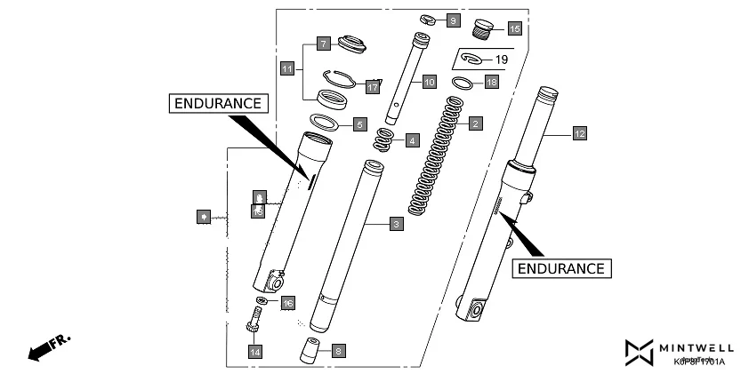 F-17-1 FRONT FORK(ENDURANCE) assembly diagram for HONDA Activa SCV110P/SR