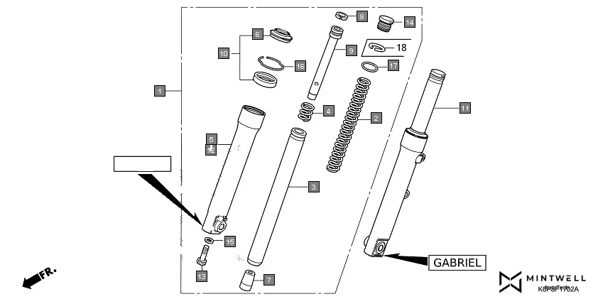 F-17-2 FRONT FORK(GABRIEL) assembly diagram for HONDA Activa SCV110S