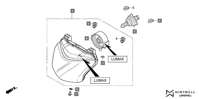 F-1 HEADLIGHT(SCV110-ID)(LUMAX) diagram showing 33706-K43-901