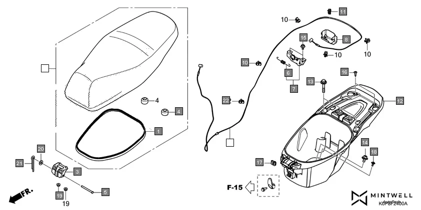 F-24 SEAT/LUGGAGE BOX diagram showing 90653-K0P-D00