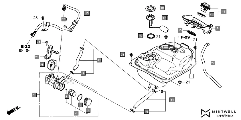 F-26 FUEL TANK/FUEL PUMP assembly diagram for HONDA Activa SCV110P/SR