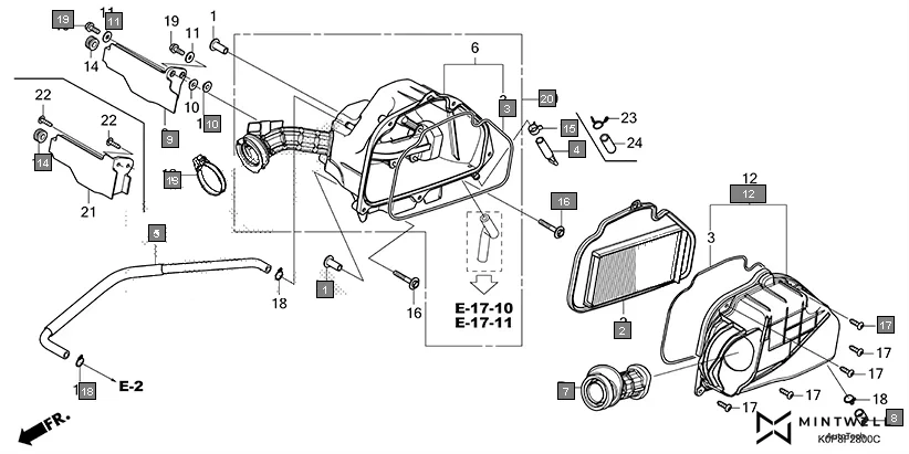 F-28 AIR CLEANER assembly diagram for HONDA Activa SCV110P/SR
