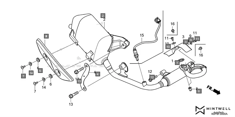 F-30 EXHAUST MUFFLER assembly diagram for HONDA Activa SCV110S