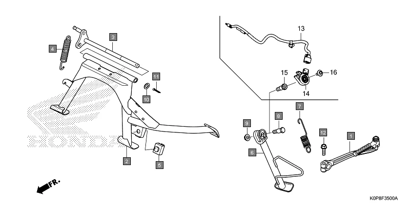 F-35 KICK STARTER ARM/STAND assembly diagram for HONDA Activa SCV110P/SR