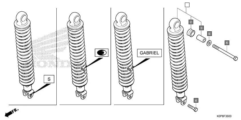 F-36 REAR CUSHION assembly diagram for HONDA Activa SCV110P/SR