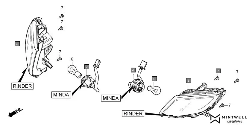 F-37-10 FRONT WINKER(MINDA) assembly diagram for HONDA Activa SCV110P/SR