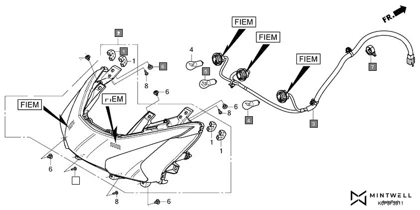 F-38-11 REAR COMBINATION LIGHT(FIEM) assembly diagram for HONDA Activa SCV110P/SR