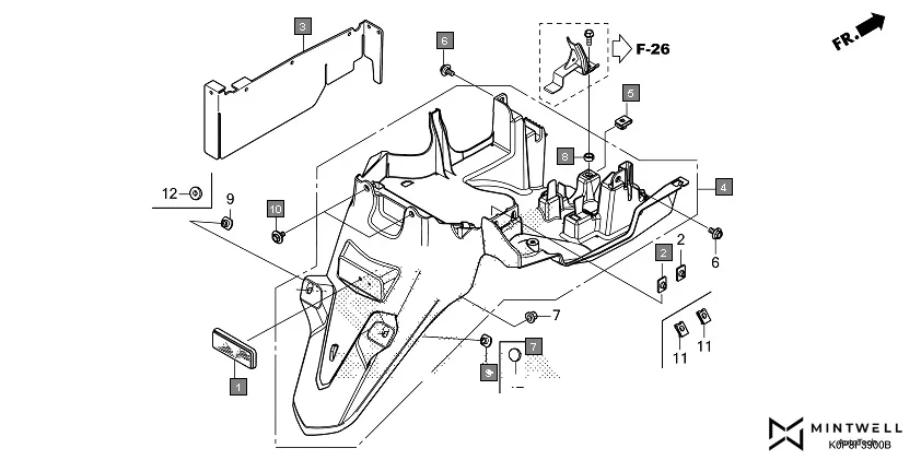 F-39 REAR FENDER assembly diagram for HONDA Activa SCV110P/SR