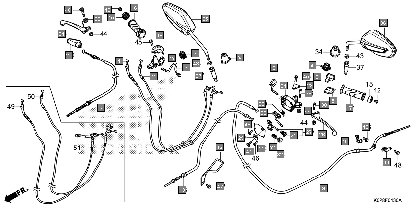F-4-30 HANDLE LEVER/SWITCH/CABLE assembly diagram for HONDA Activa SCV110P/SR