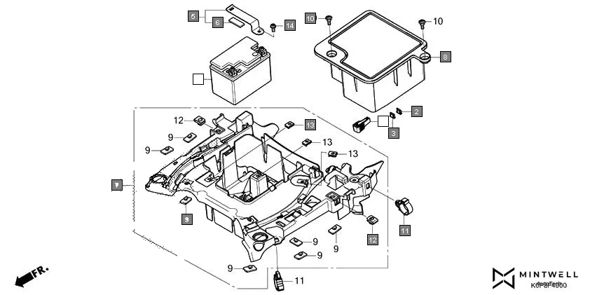 F-40 BATTERY/BATTERY BOX assembly diagram for HONDA Activa SCV110LI