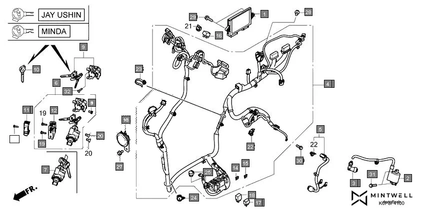 F-41 WIRE HARNESS diagram showing 38501-KWN-901