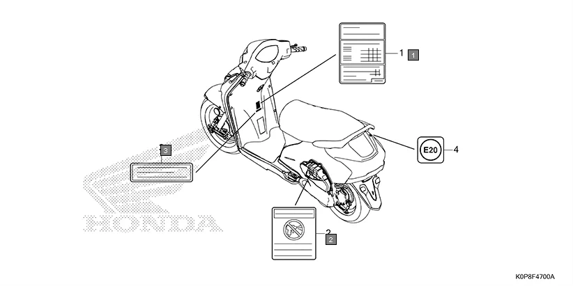 F-47 CAUTION LABEL assembly diagram for HONDA Activa SCV110P/SR