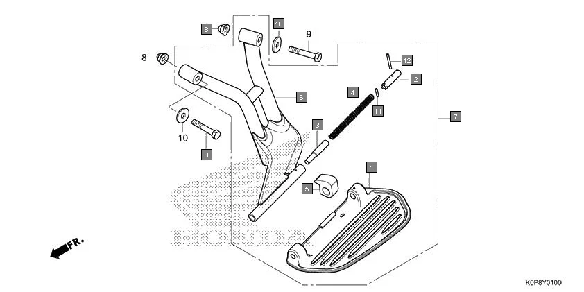 FOP-1 SARI STEP assembly diagram for HONDA Activa SCV110T