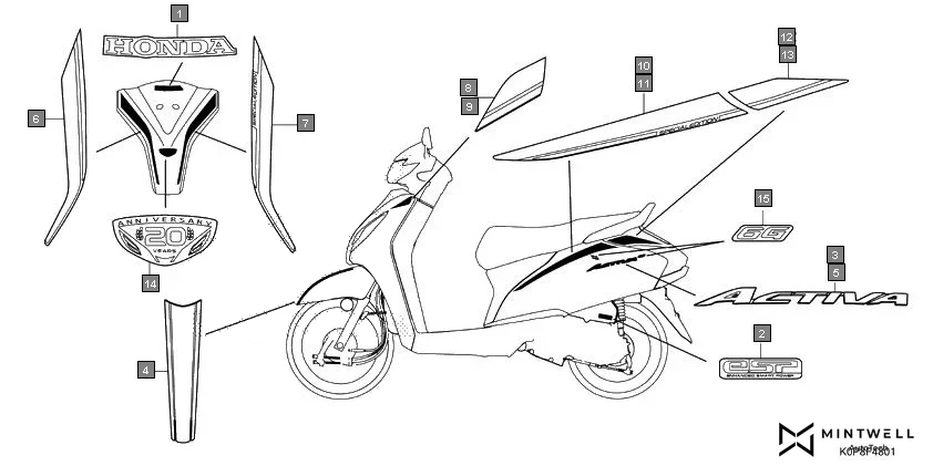 F-48-1 MARK(SCV110M) diagram showing 86632-K0P-D40