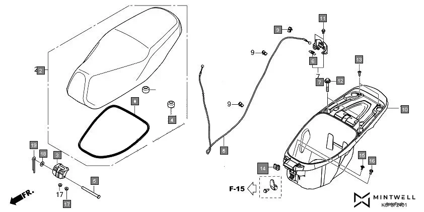 F-24-1 SEAT/LUGGAGE BOX(SCV110N,P) assembly diagram for HONDA Activa SCV110P/SR
