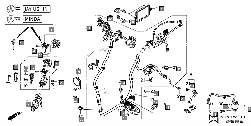 F-41-1 WIRE HARNESS(SCV110N,P) assembly diagram for HONDA Activa SCV110P/SR