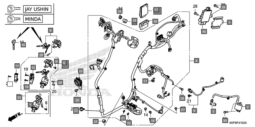 F-41-2 WIRE HARNESS(SCV110P-7ID,8ID)  assembly diagram for HONDA Activa SCV110P/SR