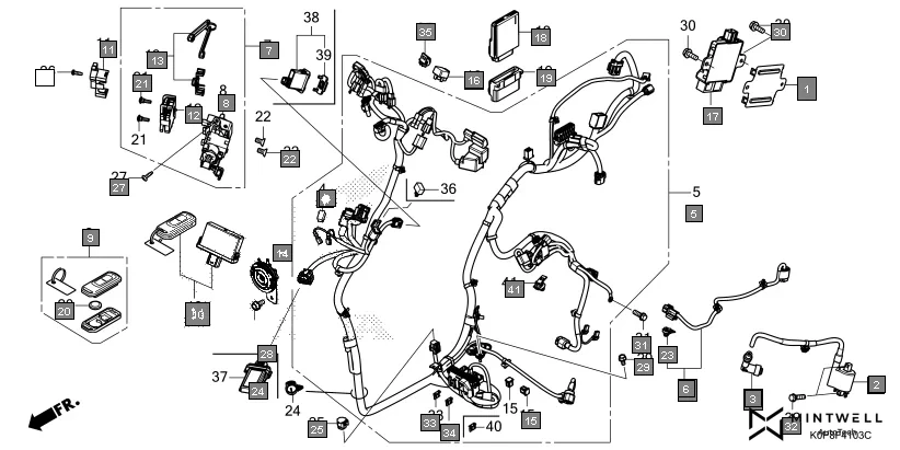 F-41-3 WIRE HARNESS(SCV110P-9ID) assembly diagram for HONDA Activa SCV110P/SR