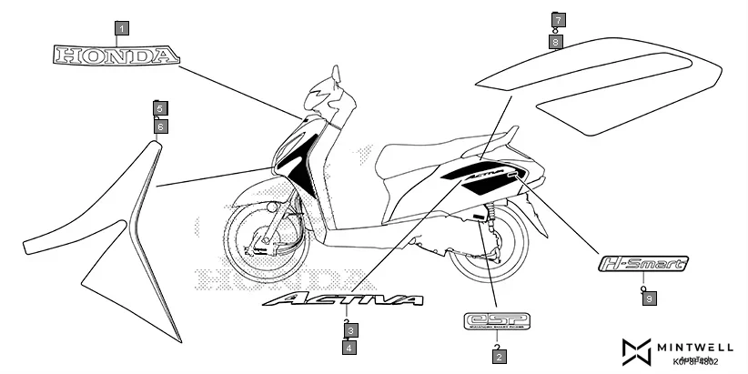 F-48-2 MARK(SCV110SR) assembly diagram for HONDA Activa SCV110P/SR