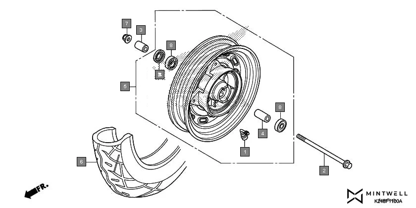 F-11 FRONT WHEEL(SCV125-ID) assembly diagram for HONDA Activa125 SCV125E