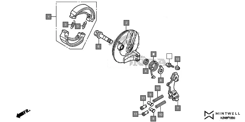 F-12 FRONT BRAKE PANEL assembly diagram for HONDA Activa125 SCV125G