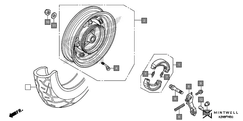 F-14 REAR WHEEL(SCV125-ID) assembly diagram for HONDA Activa125 SCV125G