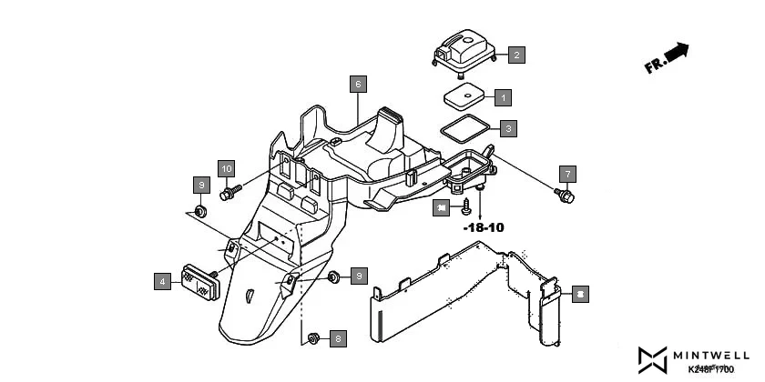 F-17 REAR FENDER assembly diagram for HONDA Activa125 SCV125G