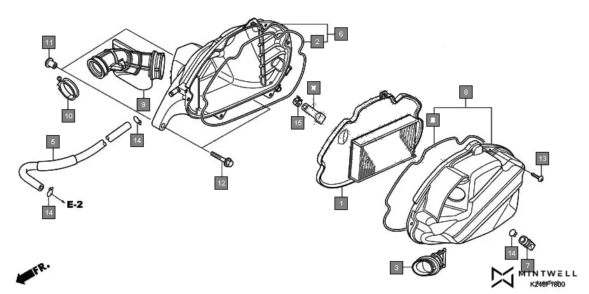 F-18 AIR CLEANER assembly diagram for HONDA Activa125 SCV125G
