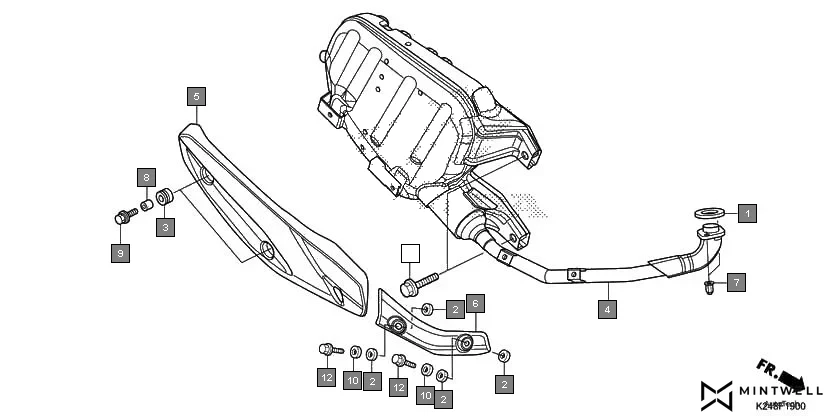 F-19 EXHAUST MUFFLER assembly diagram for HONDA Activa125 SCV125E