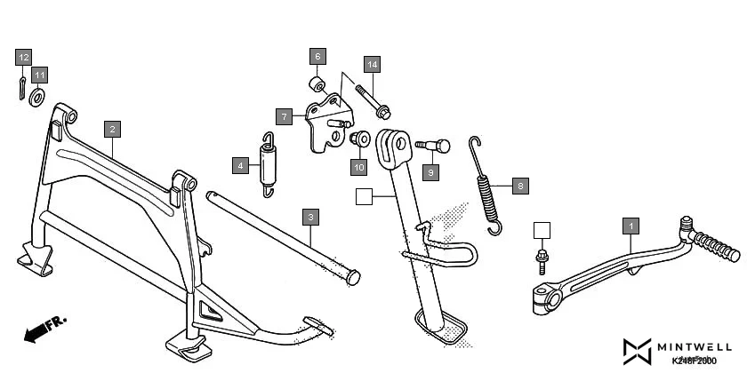 F-20 KICK STARTER/STAND diagram showing 50500-KWP-D00