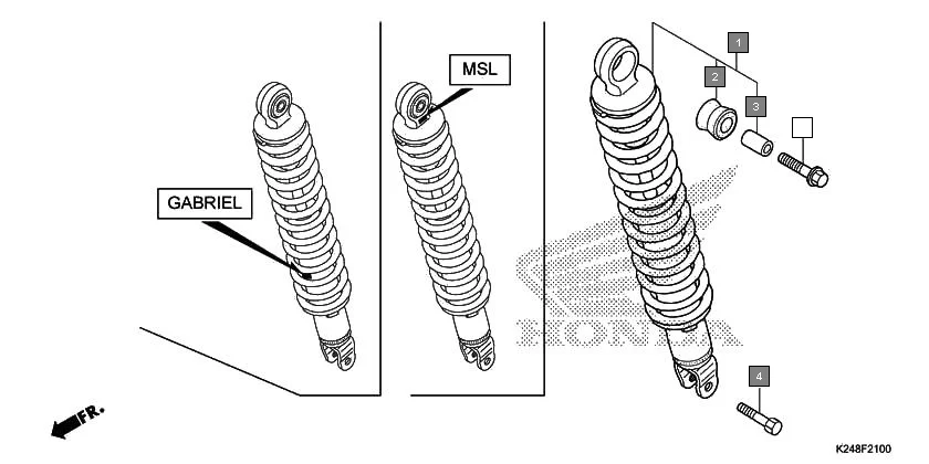 F-21 REAR CUSHION assembly diagram for HONDA Activa125 SCV125G