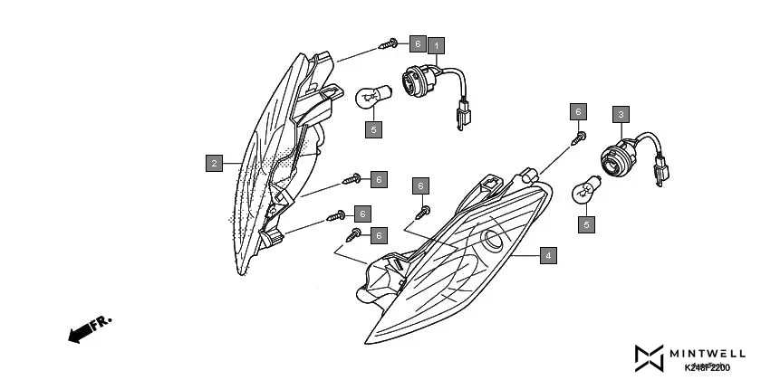 F-22 FRONT WINKER assembly diagram for HONDA Activa125 SCV125G