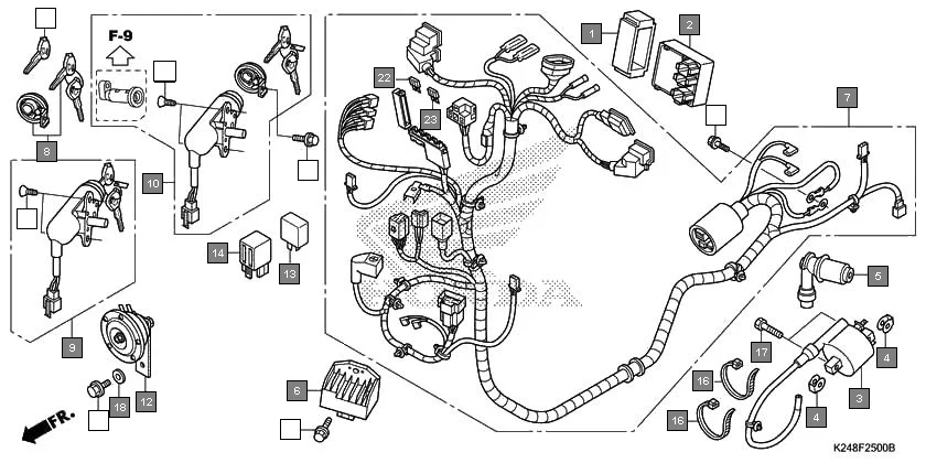 F-25 WIRE HARNESS assembly diagram for HONDA Activa125 SCV125G