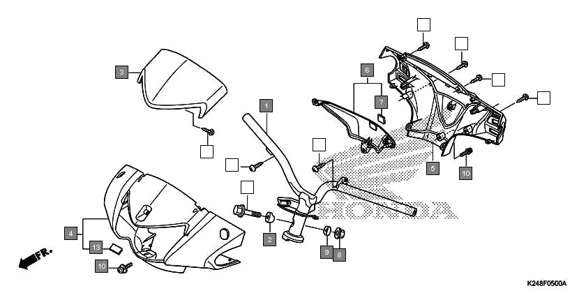 F-5 STEERING HANDLE/HANDLE COVER diagram showing 53208-K24-900ZA