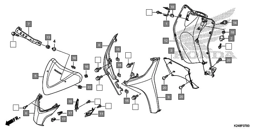 F-7 FRONT COVER diagram showing 81131-K24-900ZA