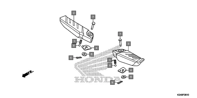 F-8-10 PILLION STEP assembly diagram for HONDA Activa125 SCV125G