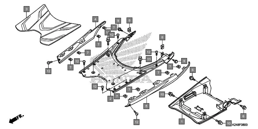 F-8 UNDER COVER/FLOOR STEP diagram showing 50621-K24-900