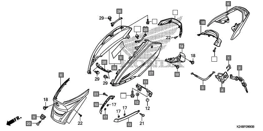F-9 BODY COVER diagram showing 83600-K24-P00ZZ