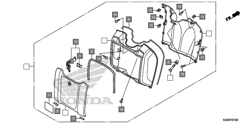FOP-1 INNER BOX assembly diagram for HONDA Activa125 SCV125E