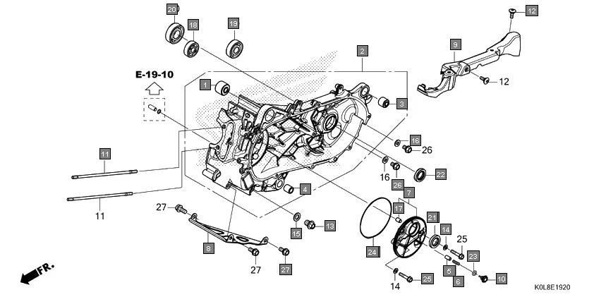 E-19-20 LEFT CRANKCASE