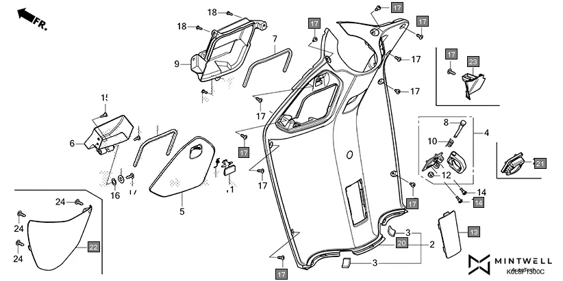 F-13 INNER COVER assembly diagram for HONDA Activa125 SCV125N