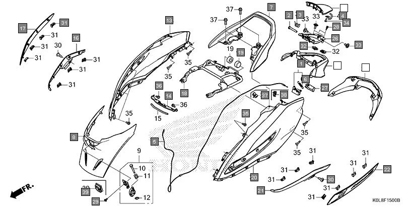 F-15 BODY COVER diagram showing 83750-K0L-D00ZV
