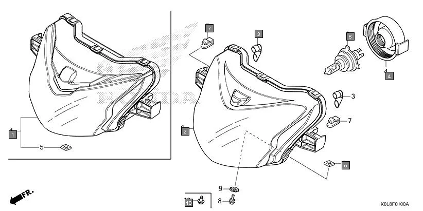F-1 HEADLIGHT assembly diagram for HONDA Activa125 SCV125L