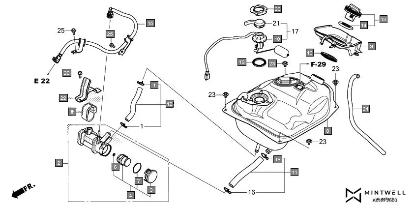 F-26 FUEL TANK/FUEL PUMP assembly diagram for HONDA Activa125 SCV125FP