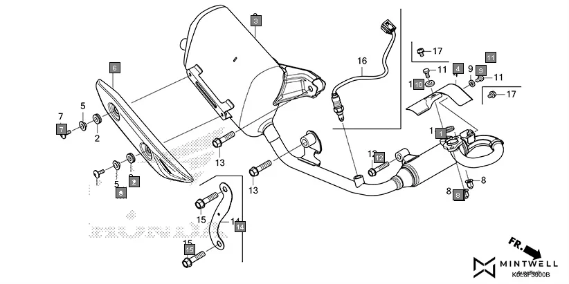 F-30 EXHAUST MUFFLER assembly diagram for HONDA Activa125 SCV125N