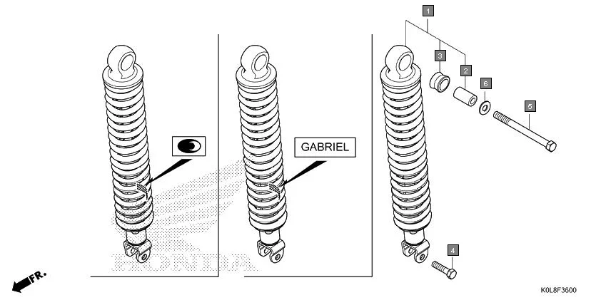 F-36 REAR CUSHION assembly diagram for HONDA Activa125 SCV125L